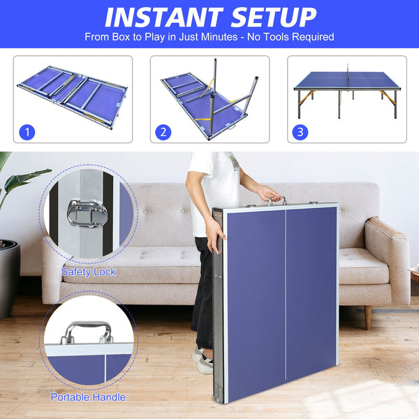 English Elm 5ft Foldable Ping Pong Table Mdf Surface Steel Legs Solo Practice Indoor Game Room W1408P272363