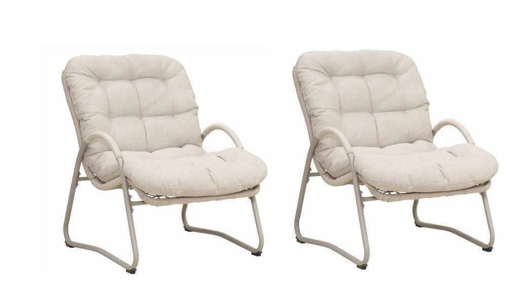 English Elm Outdoor Wicker Lounge Chairs Set of 2 Powder Coated Iron Frame Patio Seating W3990P462687
