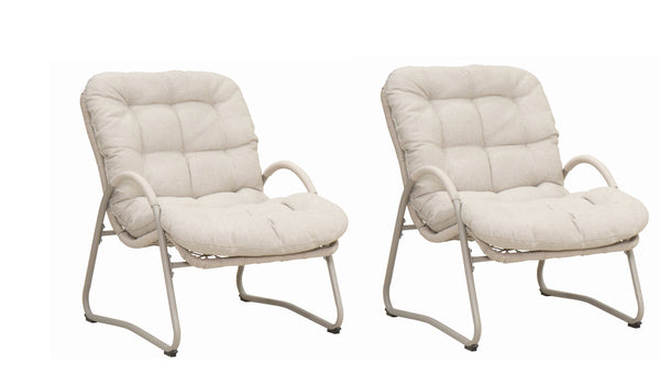 English Elm Outdoor Wicker Lounge Chairs Set of 2 Powder Coated Iron Frame Patio Seating W3990P462687