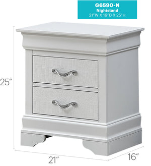 English Elm Elegant Transitional Nightstand with Two Spacious Drawers, Silver Champagne Finish, No Assembly Needed, Durable Design Champagne 28 L x 23 W x 18 H B078108365