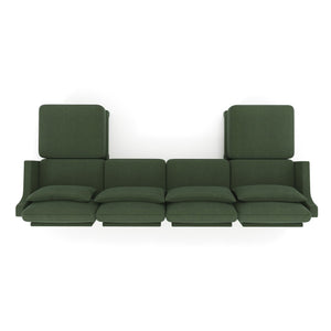 English Elm Four-Seater Sofa Set With Movable Ottoman, Ergonomic Lumbar Pillow, Premium Chenille Upholstery, Green W714S01222
