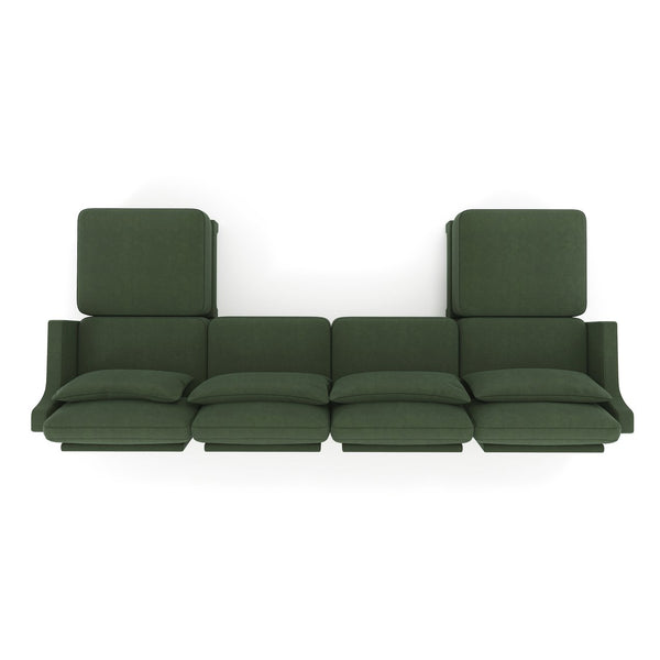 English Elm Four-Seater Sofa Set With Movable Ottoman, Ergonomic Lumbar Pillow, Premium Chenille Upholstery, Green W714S01222