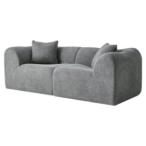 English Elm Modern Velvet Two Seat Loveseat with Pillows Compact Upholstered Sofa for Apartment Gray W1765P349641