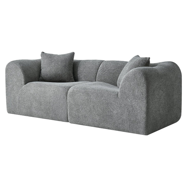 English Elm Modern Velvet Two Seat Loveseat with Pillows Compact Upholstered Sofa for Apartment Gray W1765P349641
