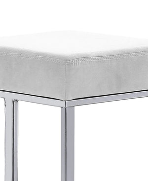 English Elm 25 in Backless Faux Leather Counter Stools with Polished Silver Pedestal Base Set of 2 White B011P496925