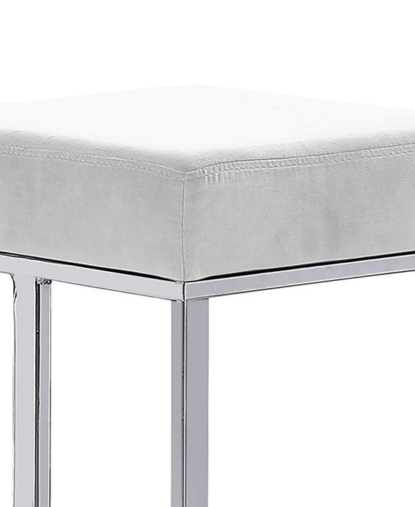 English Elm 25 in Backless Faux Leather Counter Stools with Polished Silver Pedestal Base Set of 2 White B011P496925