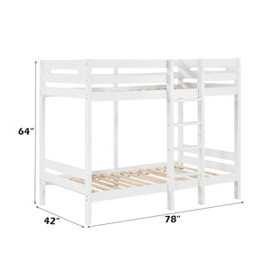 English Elm Esin Twin/Twin White Bunk Bed - Durable Pine Composite Wood, 300lb Capacity, Slat System Included B2726S00329