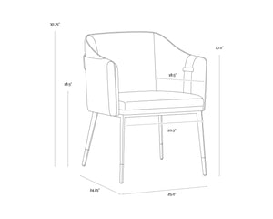 Sunpan CARTER Dining Armchair – Stylish Barrel-Back Design in Napa Black & Cognac Faux Leather Finish 103788