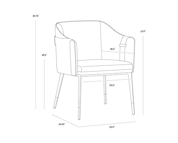 Sunpan CARTER Dining Armchair – Stylish Barrel-Back Design in Napa Black & Cognac Faux Leather Finish 103788