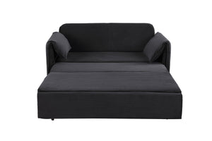 English Elm 3 In 1 Sleeper Sofa Couch Bed - Modern Black Fabric, Adjustable Comfort For Small Spaces & Guests W1420P225085