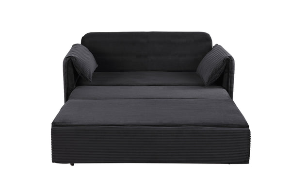 English Elm 3 In 1 Sleeper Sofa Couch Bed - Modern Black Fabric, Adjustable Comfort For Small Spaces & Guests W1420P225085