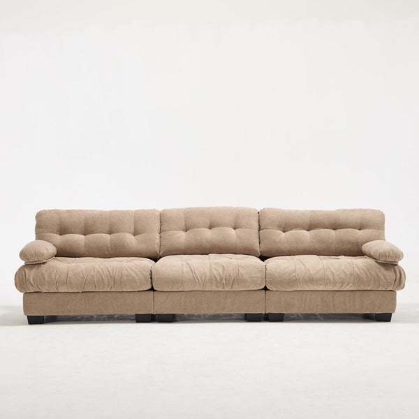 English Elm Modular Cloud Sectional Sofa Flannelette Deep Seat Couch for Living Room with Pillows Light Brown W2120S00030