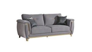 English Elm Leena Contemporary Upholstery 2Pc Living Room Set In Gray & Gold - Luxurious Comfort & Style B009S01438
