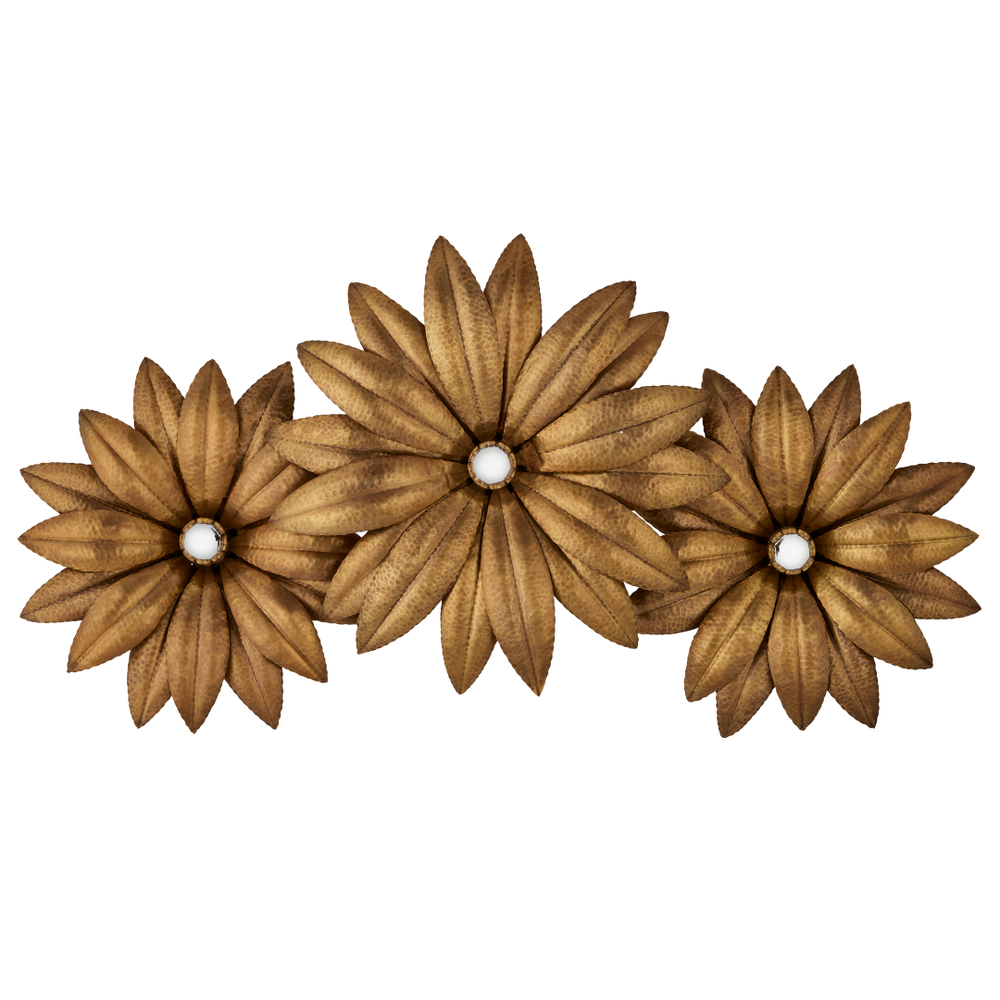 Alithea Nature-Inspired Brass Wall Sconce with Hand-Hammered Petals for Elegant Home Illumination