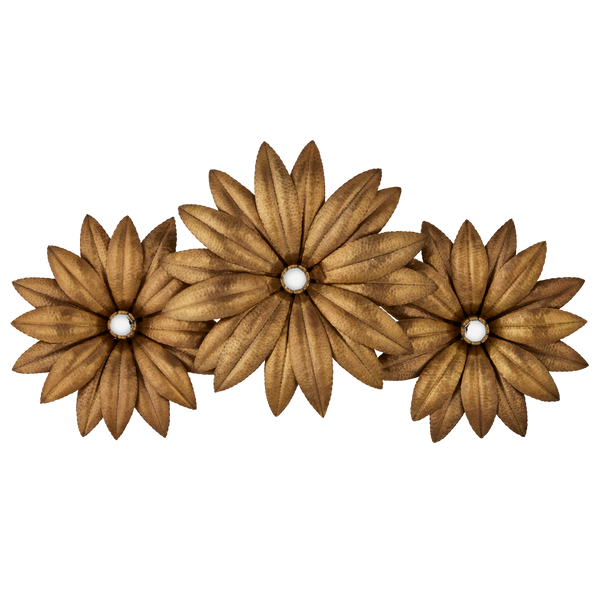 Alithea Nature-Inspired Brass Wall Sconce with Hand-Hammered Petals for Elegant Home Illumination