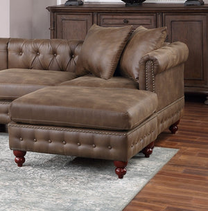 English Elm Dark Coffee 4-Piece Sectional Set – Breathable Leatherette With Reversible Loveseats & Ottomans B011S01328