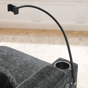 English Elm Single Chenille Manual Recliner with Usb Port Hidden Storage Ottoman and Cup Holders Black W487P423649