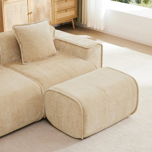 English Elm Streamlined Modular U-shape Sectional Velvet Sofa with Cloud Comfort and Movable Ottomans Light Camel W3041S00356
