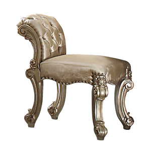 English Elm Vendome Luxe Vanity Stool with Gold Patina & Bone Finish, Tufted Rolled Back, Nailhead Trim Elegance B2726P257388