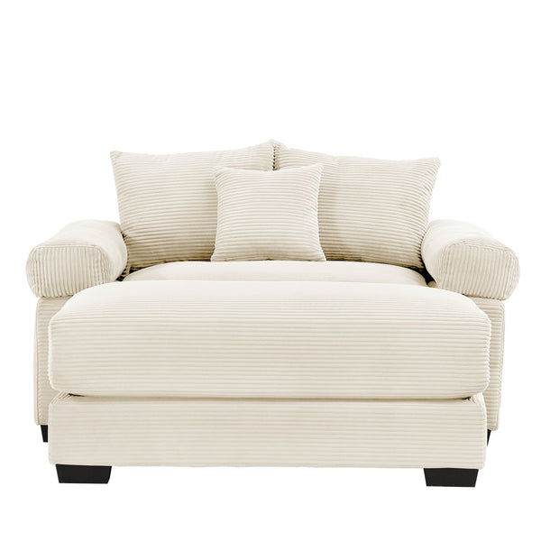 English Elm 54.3" Oversized Modular Sectional Couch - Plush Corduroy, Ergonomic Comfort With Ottoman & Pillows W714S01283