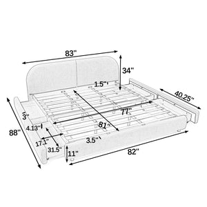 English Elm King Upholstered Storage Bed Curved Headboard Circle Yarn Fabric Modern Minimalist Frame Pink W487S00472