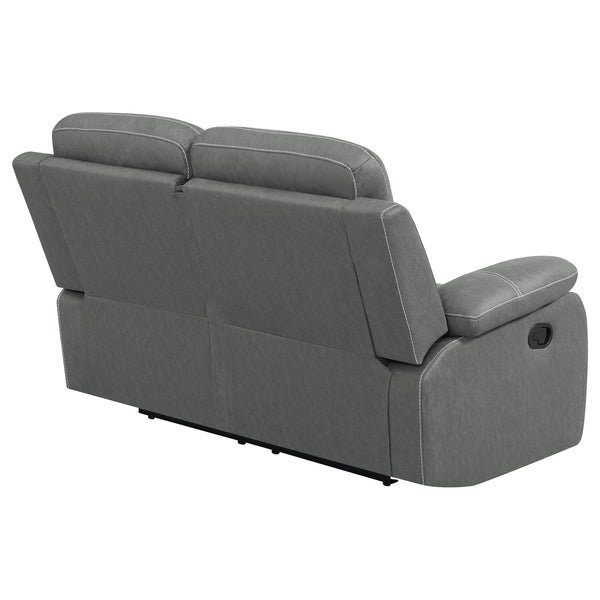 English Elm Kenneth Dark Grey Reclining Loveseat with Tufted Upholstery, Pillowtop Arms & Contrast Stitching B062P353278