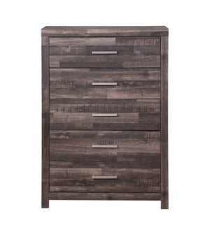 English Elm Juniper six-drawer dark cherry dresser with plank-pattern frame, sturdy sled base and smooth glides for organized, timeless bedroom storage Dark Brown 52 L x 18 W x 37 H B2726P257371