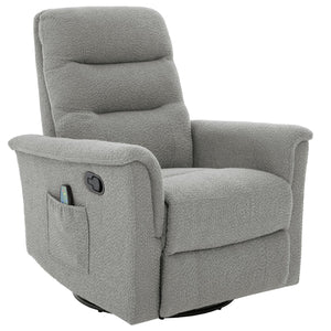 English Elm Manual Recliner Swivel Rocker Boucle Chair with 8-point Massage for Nursery or Living Room Grey N763P363763E