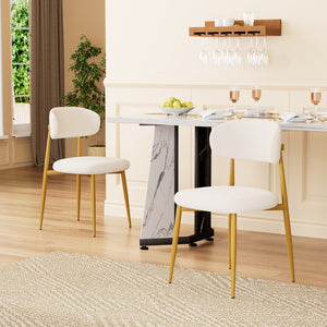 English Elm Set of 2 Velvet Dining Chairs Gold Metal Legs Curved Back Glam Kitchen Seating W1162P440046