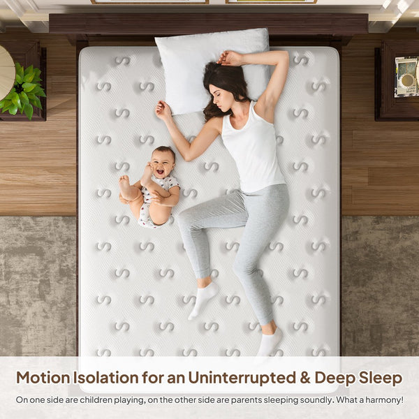 English Elm 14'' Queen Hybrid Mattress Pocket Coils Memory Foam Zoned Spinal Support Fiberglass Free B2716P383537