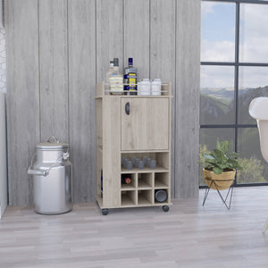 English Elm Fargo Grey Bar Cart Cabinet with 6 Wine Slots, Open Shelf, Spacious Top Surface & Smooth Casters B070P188865