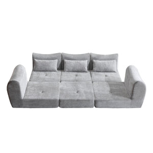 English Elm Modular Cloud Sectional Sofa Bed with Flannelette Upholstery for Flexible Living Grey W1829S00076