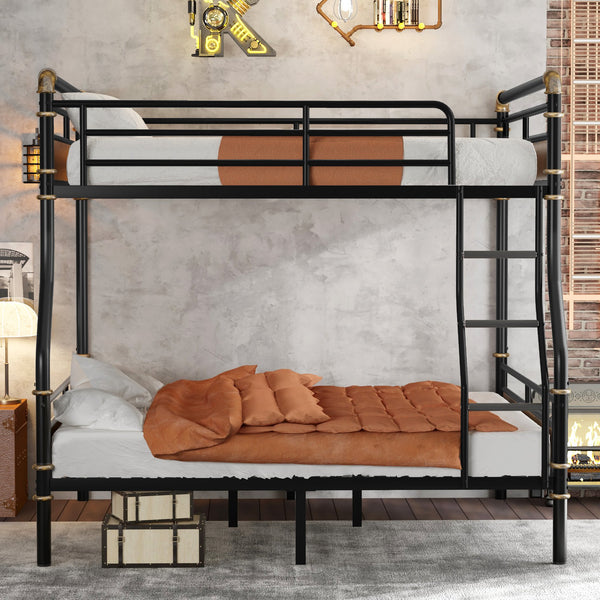 English Elm Full Xl Over Queen Metal Bunk Bed: Industrial-Style Detachable Bunkbeds With Safety Features & Durability W2580S00018