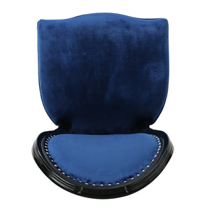 English Elm Christopher Knight Home® - KD Velvet Dining Chairs Set of 2 in Navy Blue – Plush Upholstery, Birch Frame, Gloss Black Legs, Classic Modern Blend 61363.00