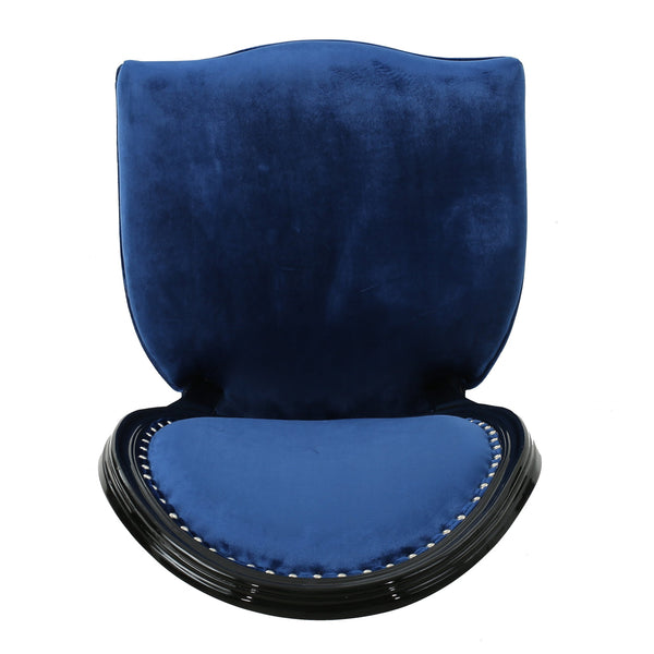 English Elm Christopher Knight Home® - KD Velvet Dining Chairs Set of 2 in Navy Blue – Plush Upholstery, Birch Frame, Gloss Black Legs, Classic Modern Blend 61363.00