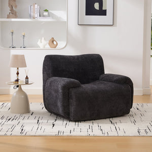 English Elm 42" Oversized Chenille Accent Chair Deep Foam Seat Lounge Armchair for Living Room Black W3118P453261