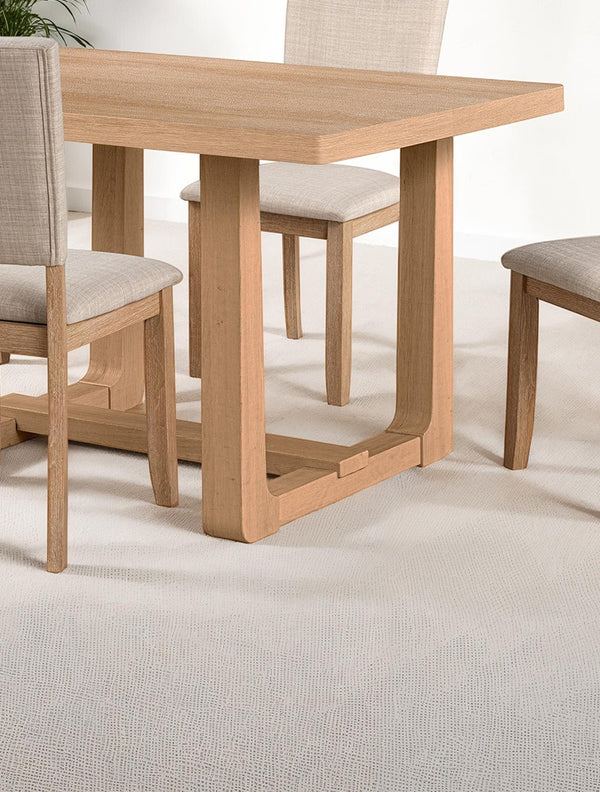 English Elm Transitional Trestle Base Dining Set with Upholstered Chairs for Modern Farmhouse Rooms Natural B2741S00785