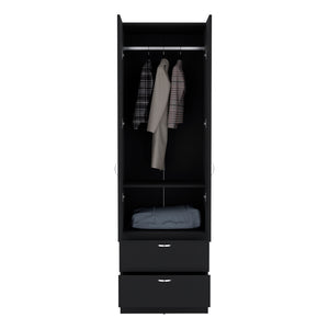 English Elm Armoire Marlton Black Bedroom Cabinet with Hanging Rod, Shelf & 2 Drawers — Durable Engineered Wood B092P191174