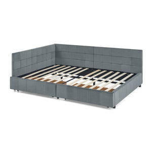 English Elm Full Size Velvet Upholstered Tufted Sofa Bed Frame With Storage, Grey Loveseat & Comfortable Seating W487S00308