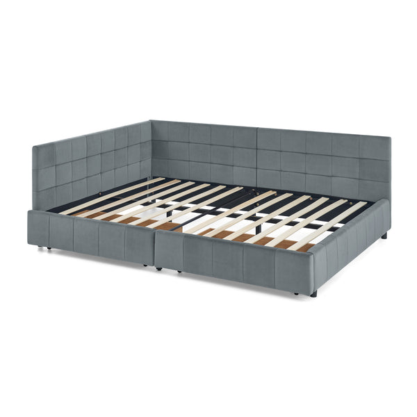 English Elm Full Size Velvet Upholstered Tufted Sofa Bed Frame With Storage, Grey Loveseat & Comfortable Seating W487S00308