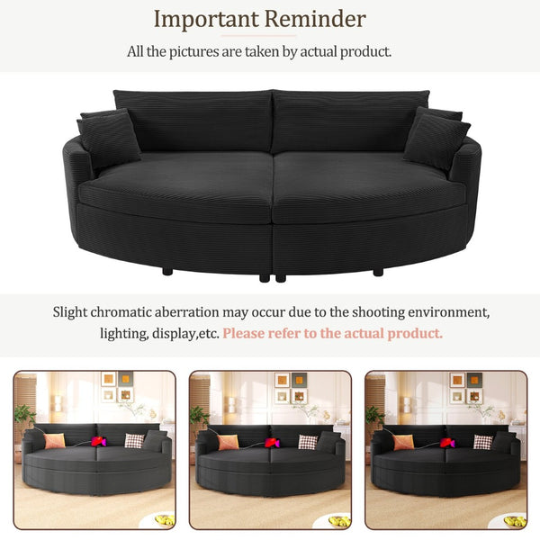 English Elm Oversized Double Chaise Lounge Sofa Bed With Usb Ports - Stylish Corduroy Comfort For Living Room N719S002160B-GIGA