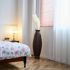 English Elm A 39-inch hand-woven bamboo floor vase in Acacia Wood PVC finish — 37.75" tall modern rattan decor for entryway W2796P283884