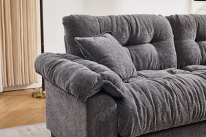 English Elm Sofa-a Three Seat Chenille Upholstered Sofa with Pleated Panels for Modern Living Rooms W2100P383465