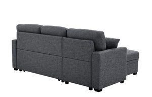 English Elm Pull-out Sofa Bed with Hidden Chaise Storage, Tufted Polyester Cushions, Compact Convertible Sleeper for Small Spaces Gray B355S00002