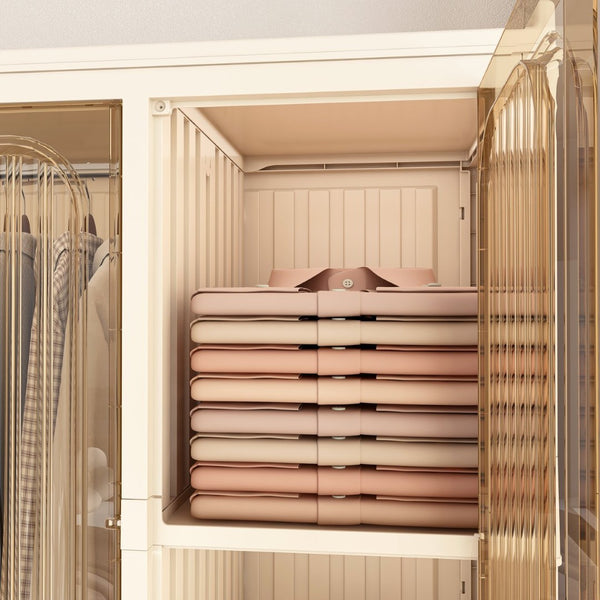 English Elm Portable Wardrobe Closet Organizer - 12 Modular Storage Cubes, Hanging Rod & Magnetic Doors, White W2699P327121-GIGA