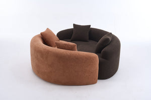English Elm LY-042 Ergonomic Dual-Depth Loveseat Sofa, Brown Chenille, Zen Modular Design, 400 lb Capacity W2231P329732