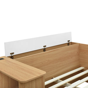 English Elm Full Size Wooden Platform Bed With 6 Drawers, Open Shelves & Dressing Table - Stylish & Functional! N820S00059N