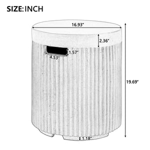 English Elm U_style Outdoor Mgo Propane Tank Cover Round Patio Side Table Fluted Stone Finish Gray N711P410569E