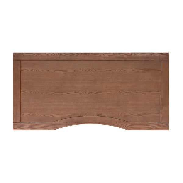 English Elm Jennifer Taylor Home - Dauphin Elegant Gold-Trim 5-Drawer Executive Desk in Ash Wood Veneer with Soft-Close Storage Appeal Brown B2719P408078