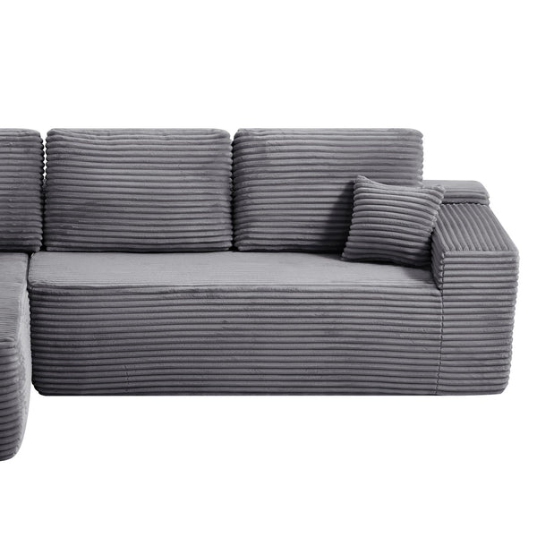 English Elm 68-inch Modular Corduroy Loveseat with Plush Grey Fabric for Modern Living Rooms W3975P415762